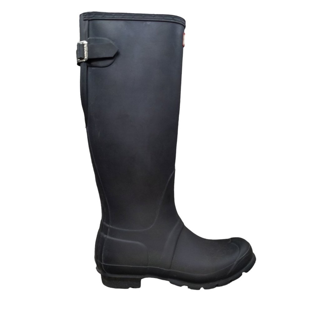 Hunter Original Adjustable Tall Rain Boots Womens Black Rubber Waterproof Size 7